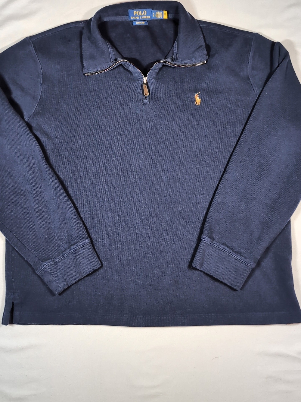 Ralph Lauren Navy Quarter-Zip Pullover with Gold Pony